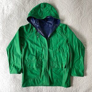 Vintage Interpur Reversible Raincoat Women's M Green Blue Vinyl 90s Slicker
